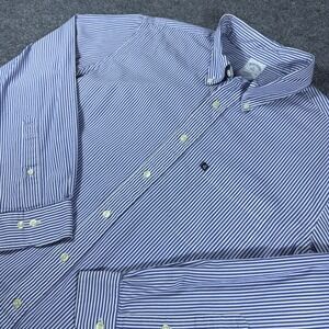 Brooks Brothers 346 Mens XL Slim Fit Blue White Striped Button Down Cotton Shirt